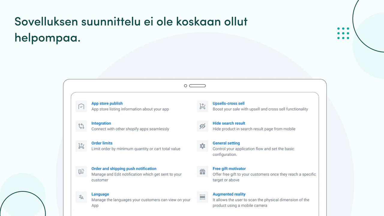 Mobiilisovelluksen muutostyöt, jotka eivät vaadi koodausta.