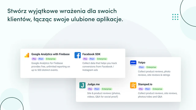 Podłącz ponad 30 aplikacji do swojej aplikacji mobilnej Shopify.