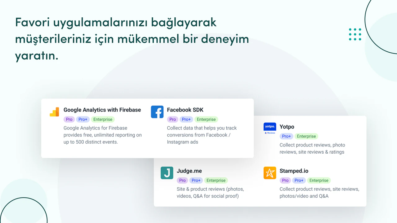 Shopify mobil uygulamanızla 30'dan fazla uygulamaya bağlanın.