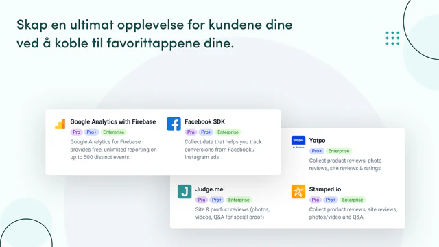 Koble over 30 apper til Shopify-mobilappen din.