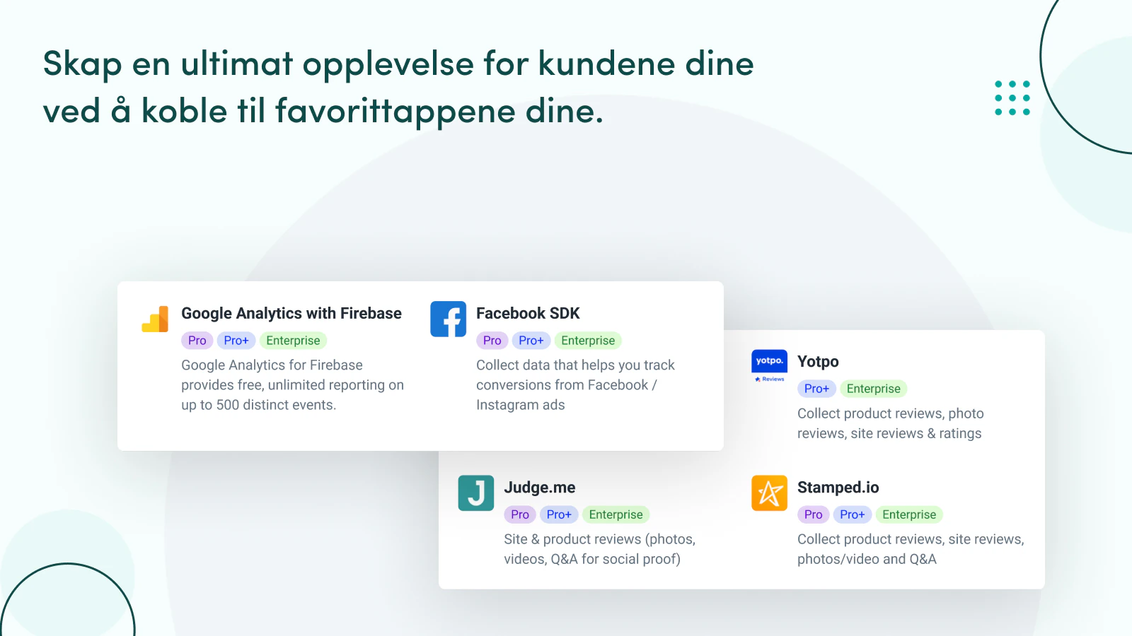 Koble over 30 apper til Shopify-mobilappen din.