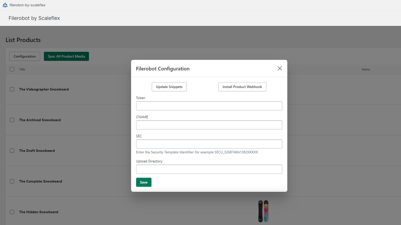 Configuración de Filerobot