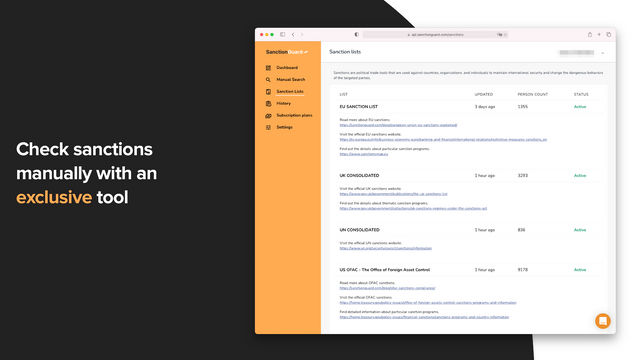 SanctionGuard Sanction Lists