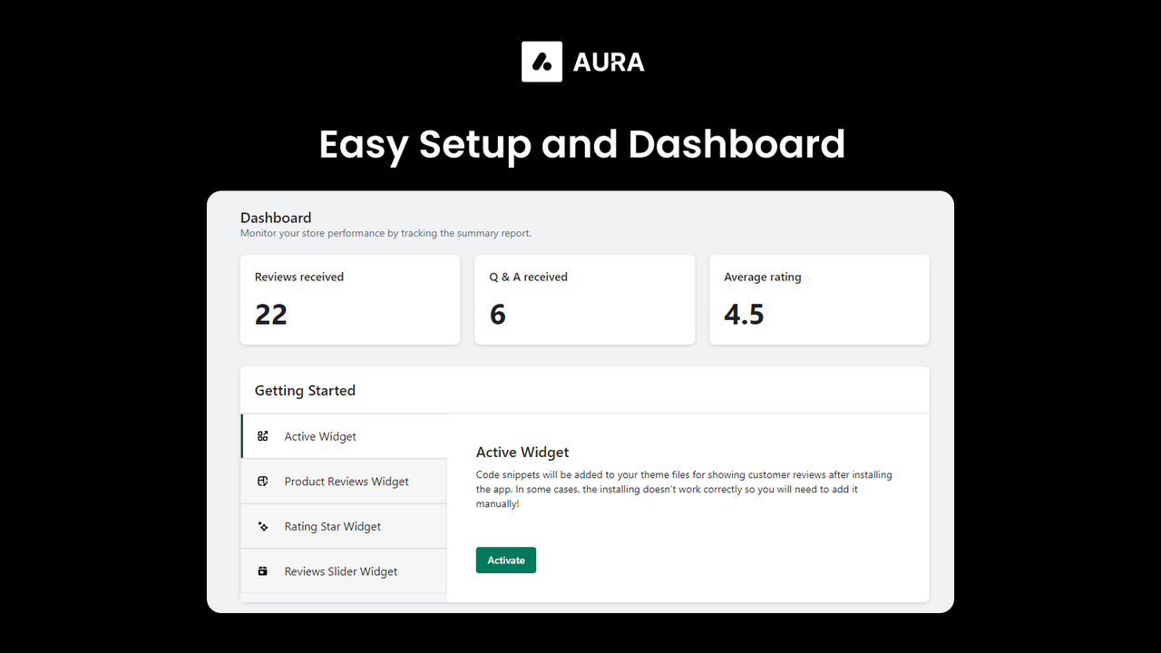 Configuração fácil e painel de controle - Aura