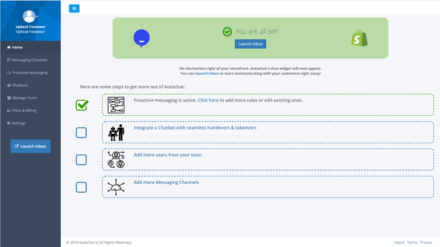 Admin console for Merchants