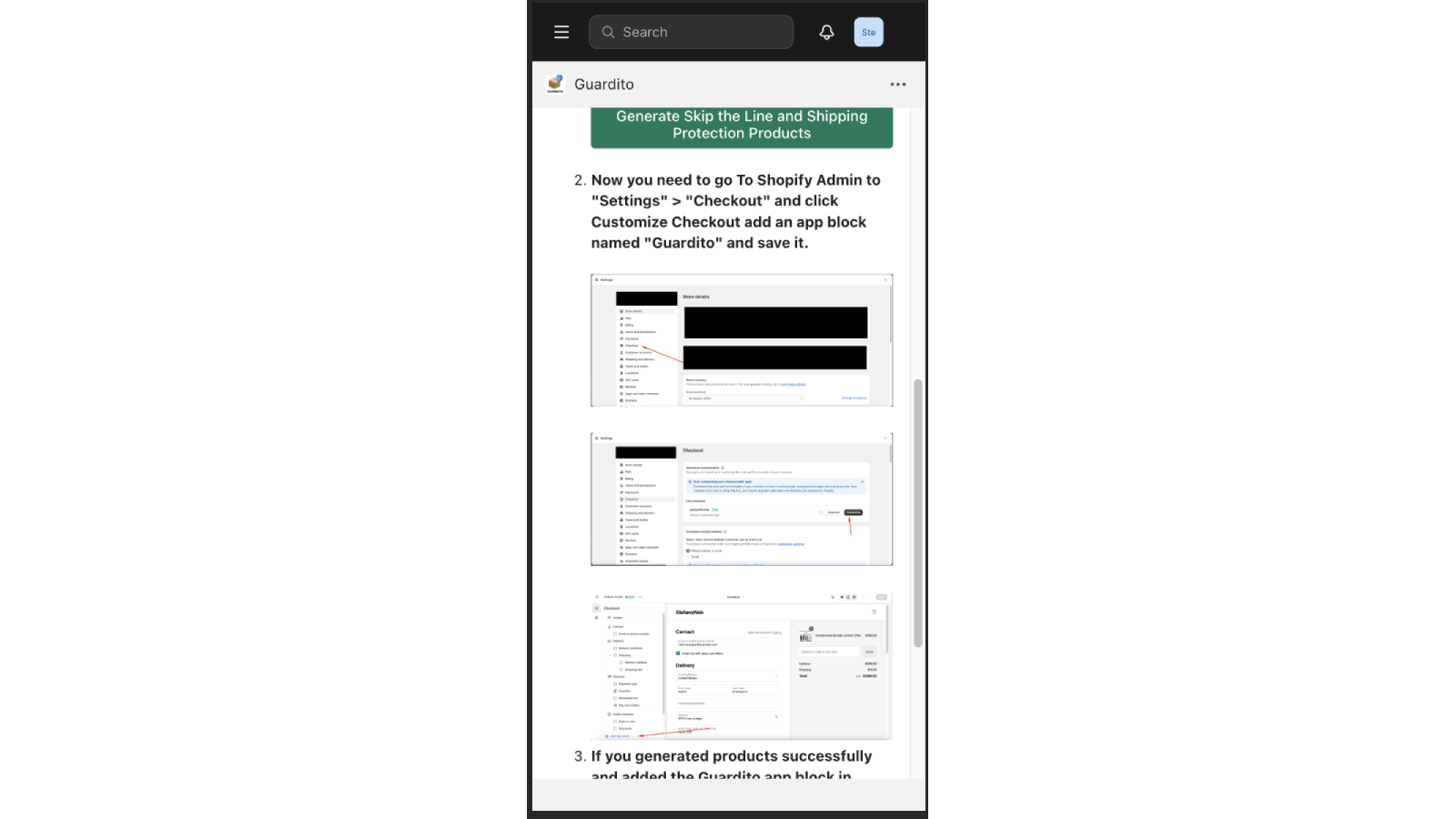 Capture d'écran de l'aperçu de l'application Guardito sur mobile 2