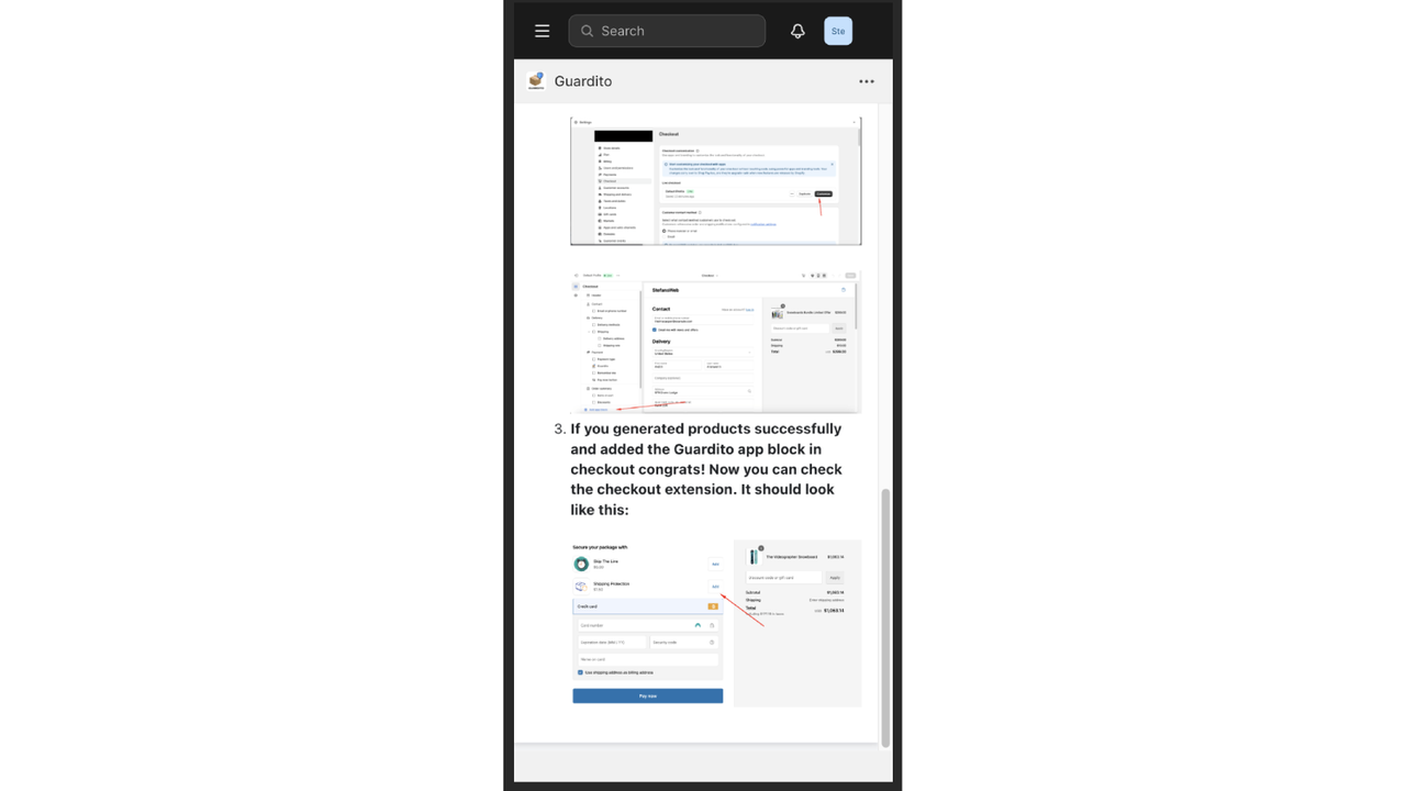 Captura de pantalla móvil de la visión general de la aplicación Guardito 3