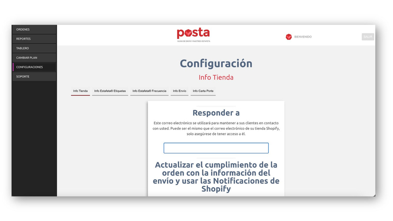 Configuración general de la app