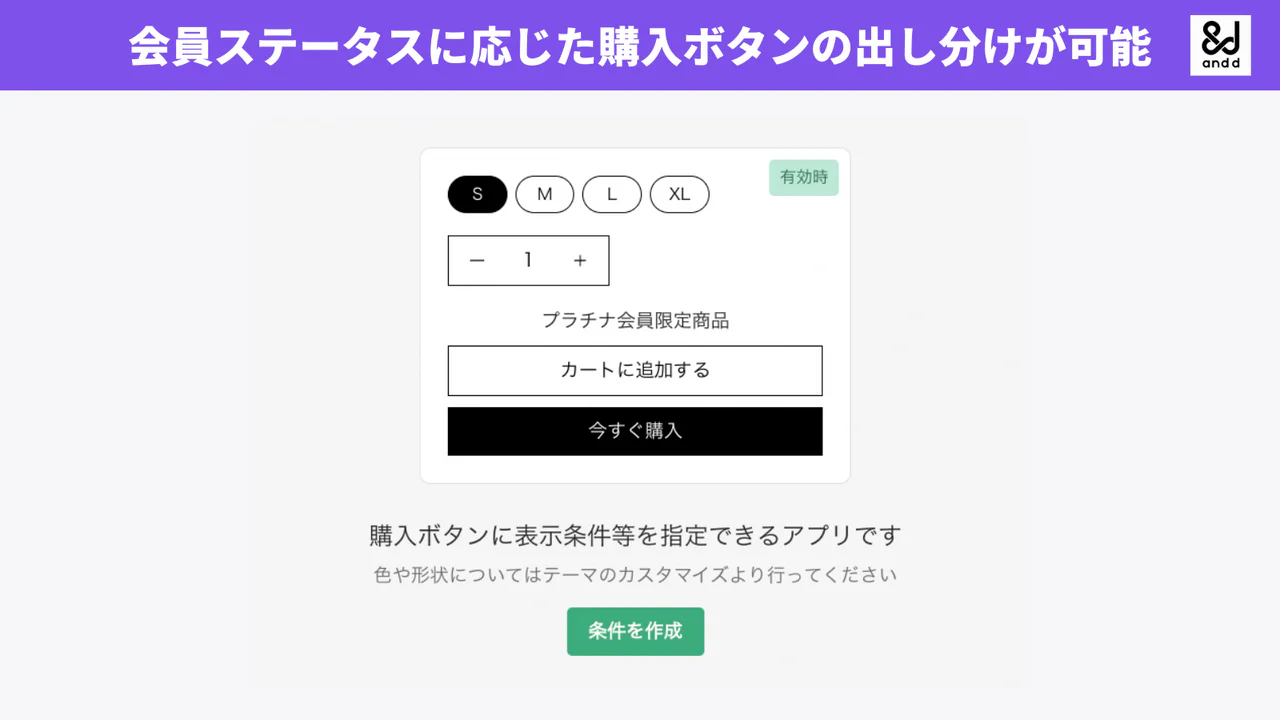 会員ステータスに応じた購入ボタンの出し分けが可能