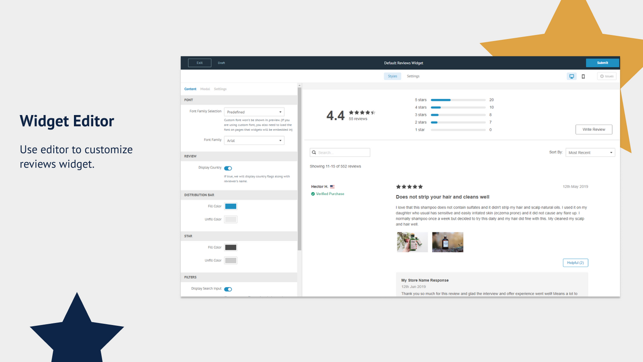Reviews Widget Editor