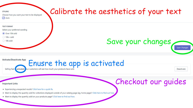 Calibrate aesthetics, activate app and save