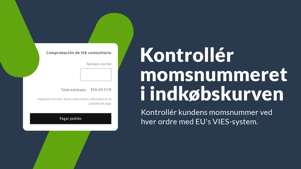 Tjek momsnummer i indkøbskurv