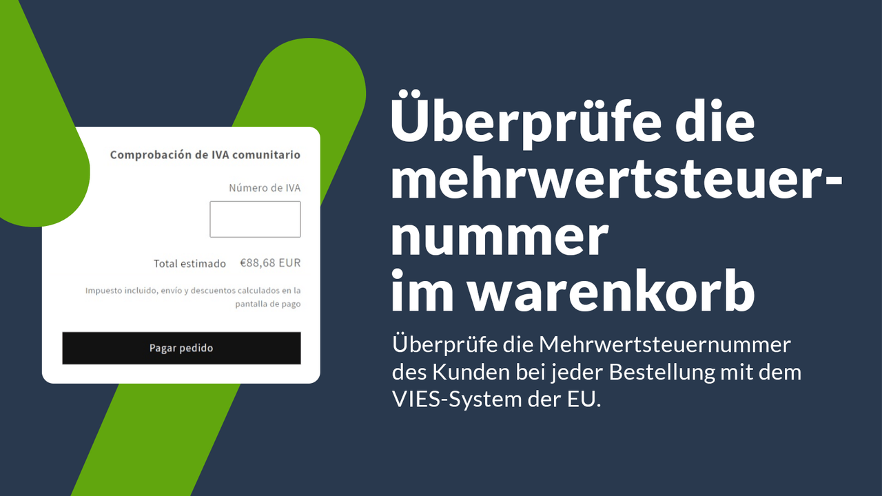 Prüfen Sie die Umsatzsteuer-Nummer im Warenkorb