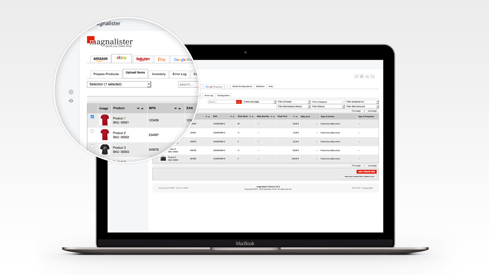 magnalister app: seamlessly integrated in Shopify's admin panel