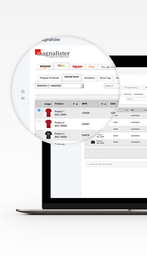 aplicativo magnalister: integrado perfeitamente no painel administrativo do Shopify