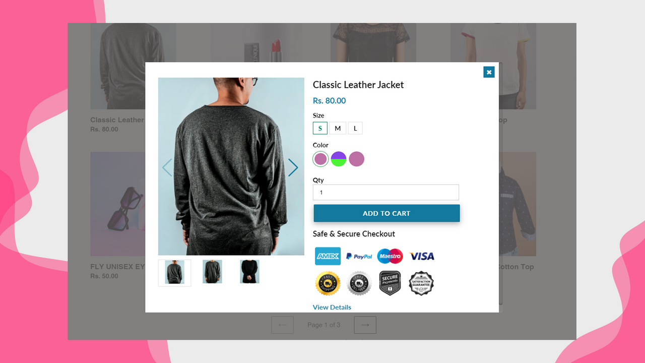 popup quick view maker sur le magasin en ligne