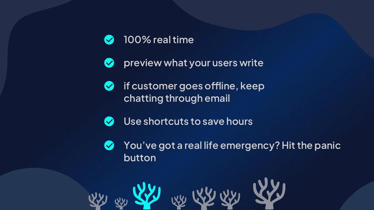 em tempo real + pré-visualização do que o usuário digita + envio de e-mails de acompanhamento