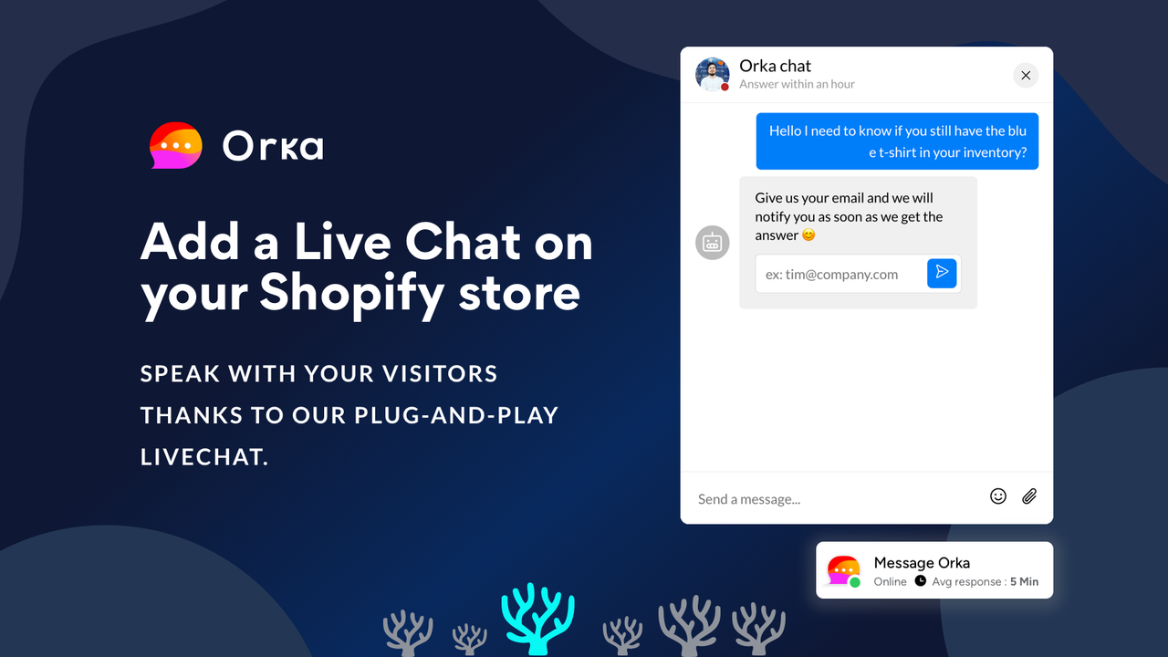 orka is a live chat on Shopify