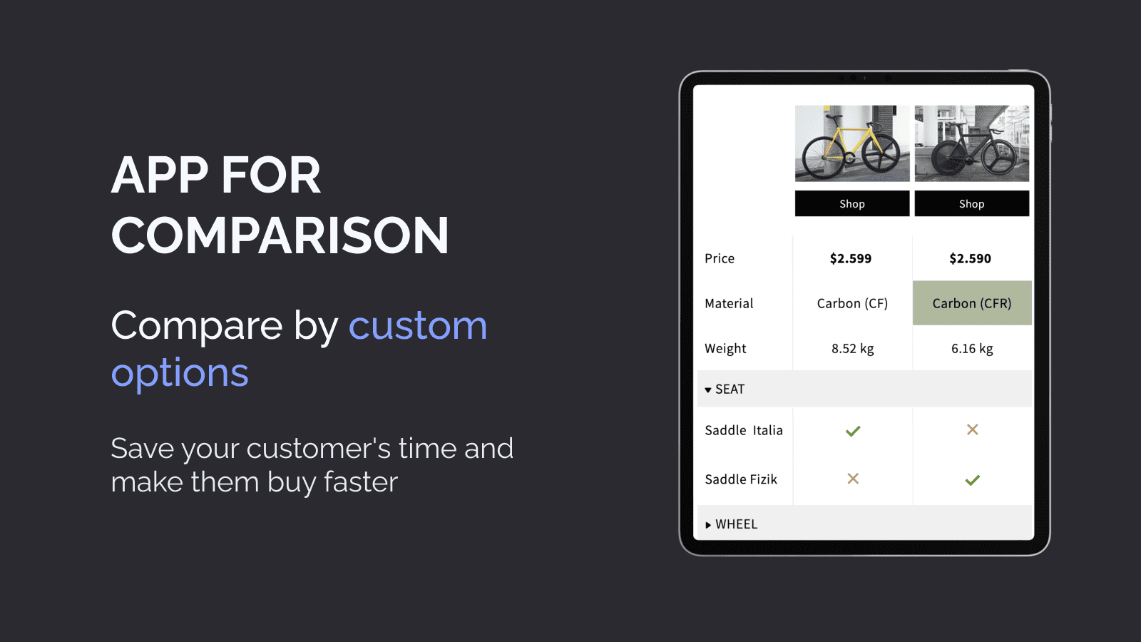 Compare by custom options