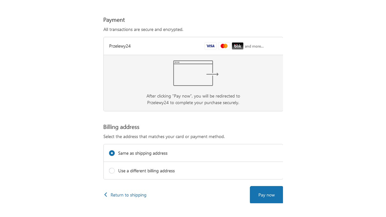 Checkout - Payment section