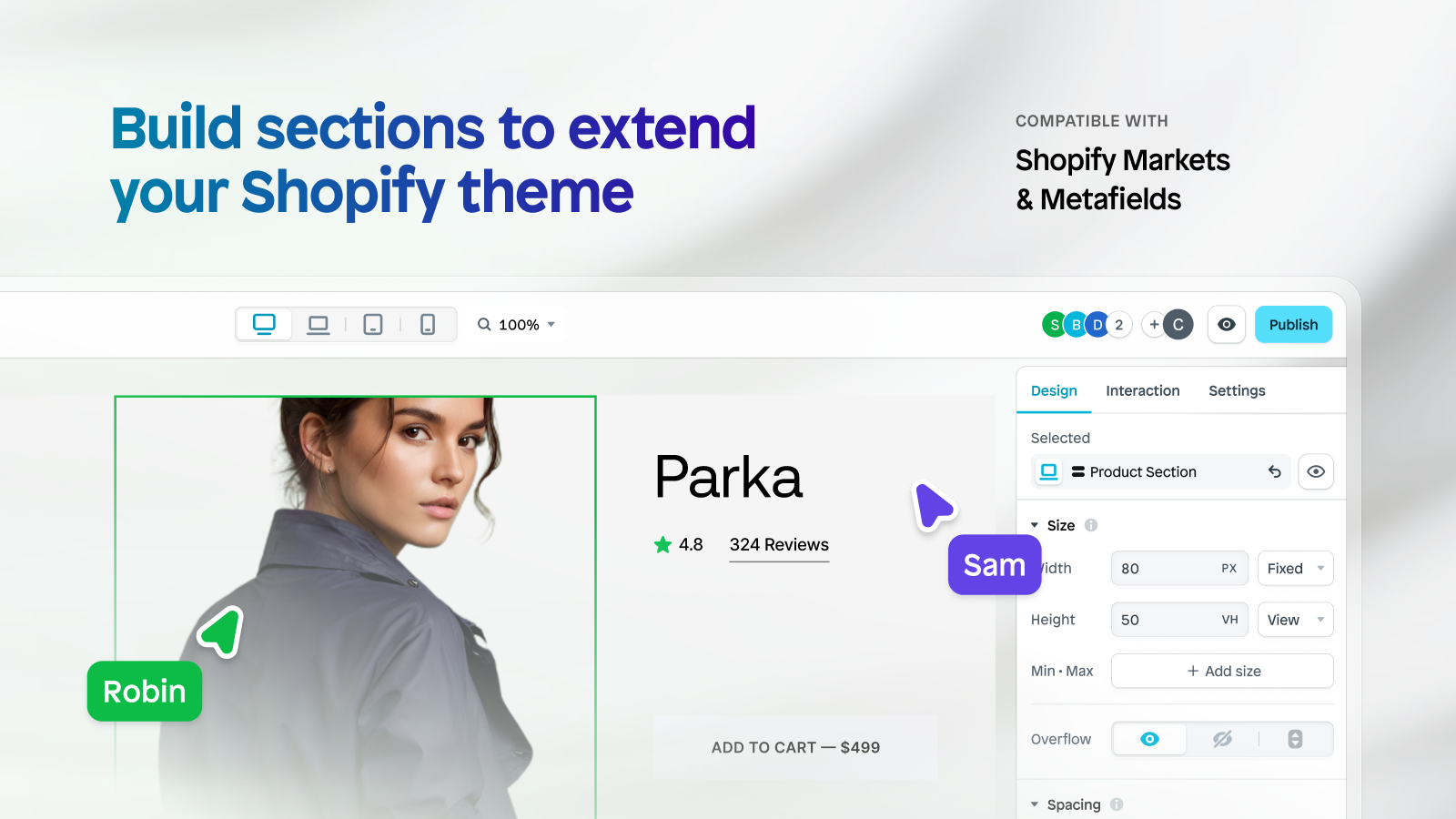 Construa seções para estender seu tema Shopify