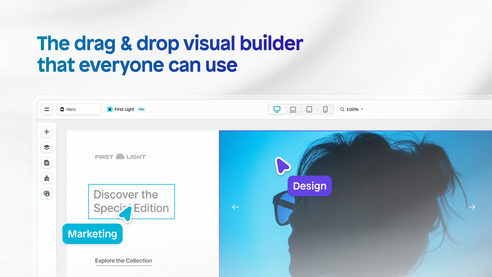 De drag & drop visuele builder die iedereen kan gebruiken