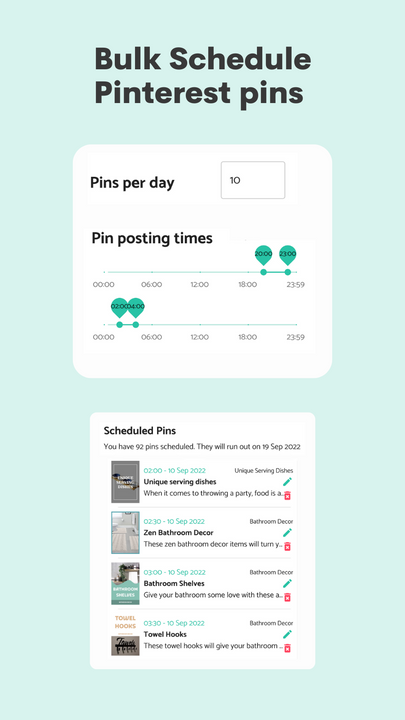 Bulk schedule Pinterest pins
