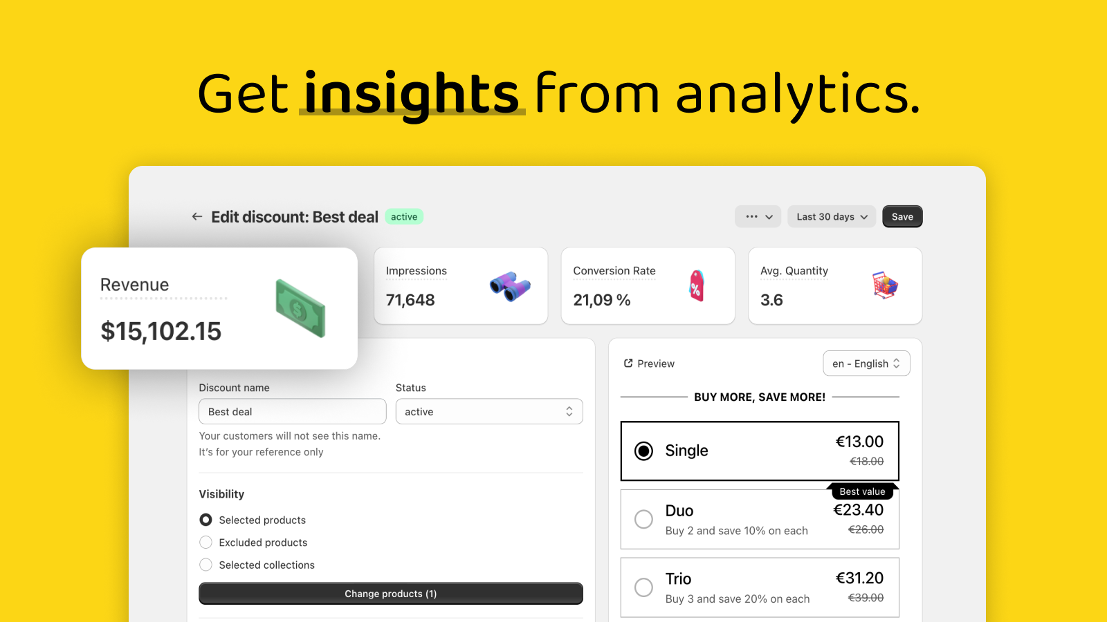 Get insights with bundle discounts analytics