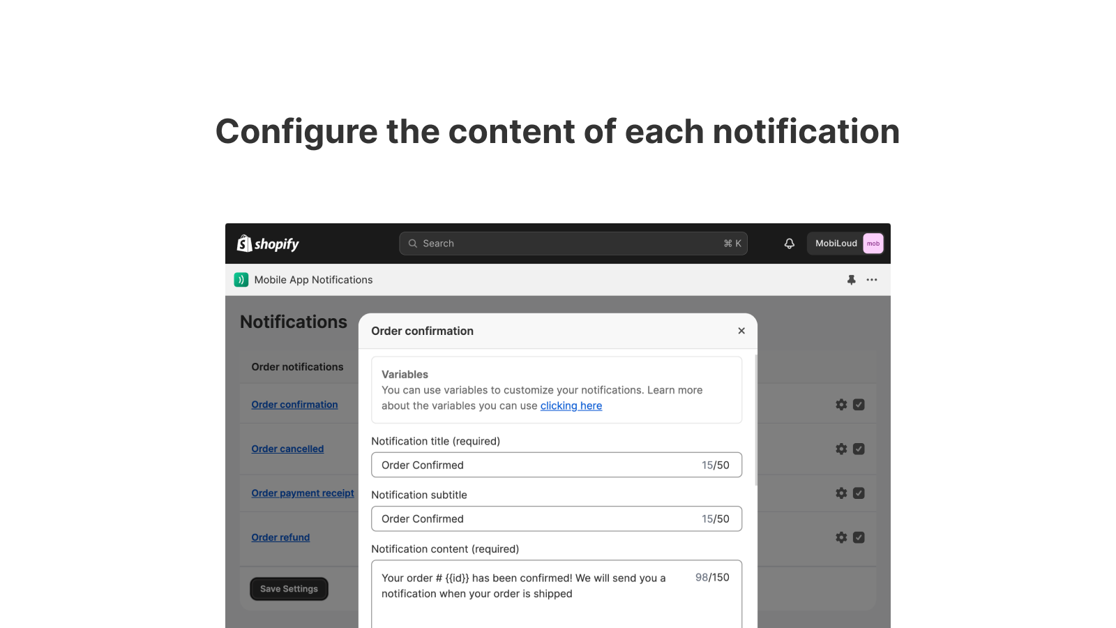 Configure notifications