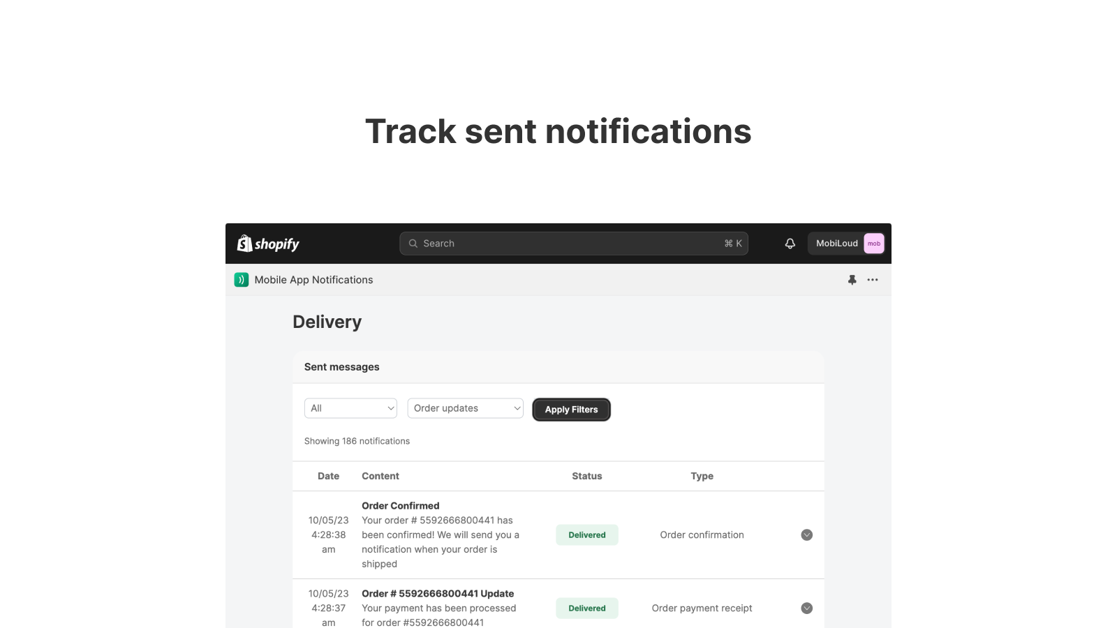 Track notifications