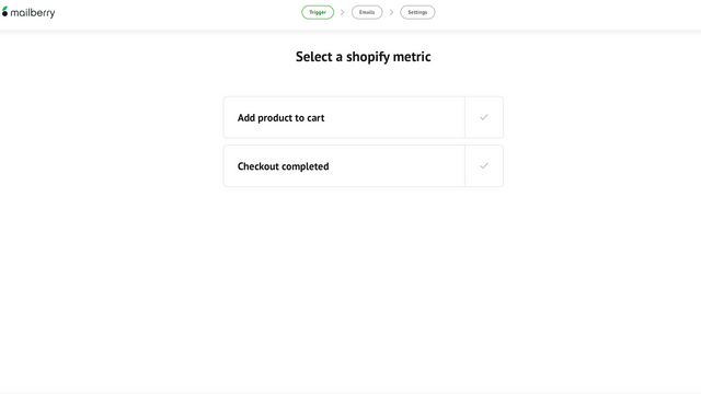 Séquence de sélection d'événements Shopify déclencheur