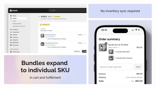 Bundles expand to individual SKU