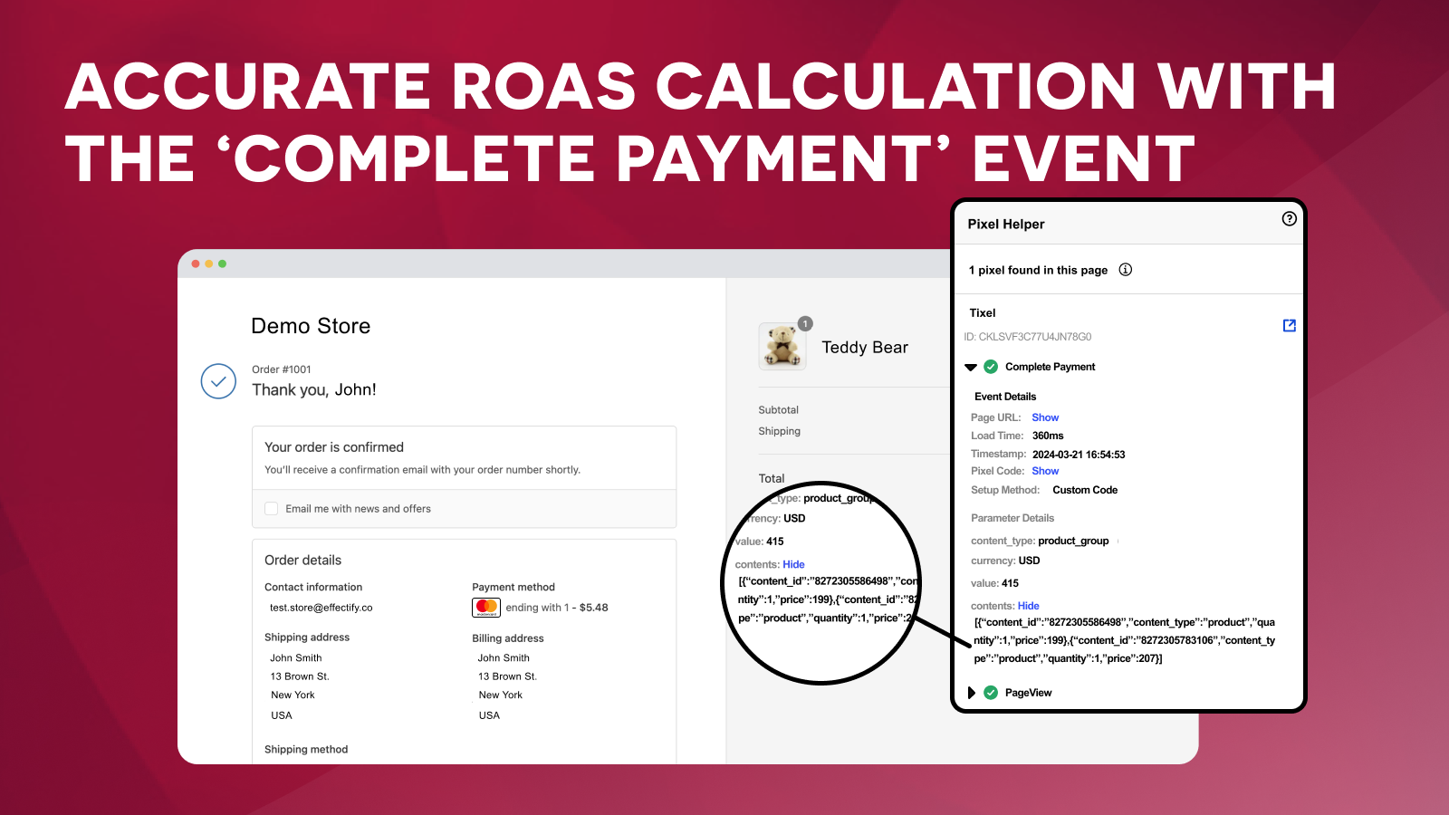 The Complete Payment event triggers in a store's thank you page