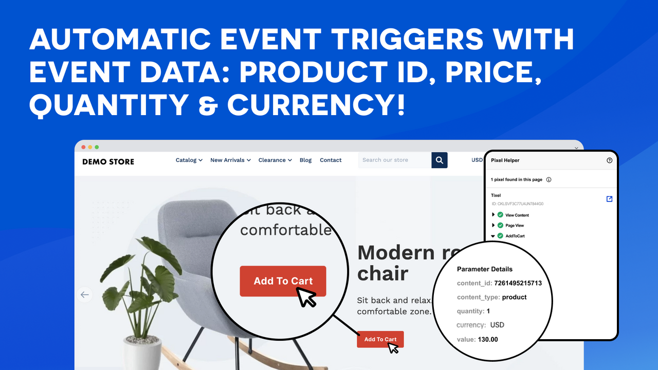 The add to cart pixel event in the Pixel Helper Chrome Extension