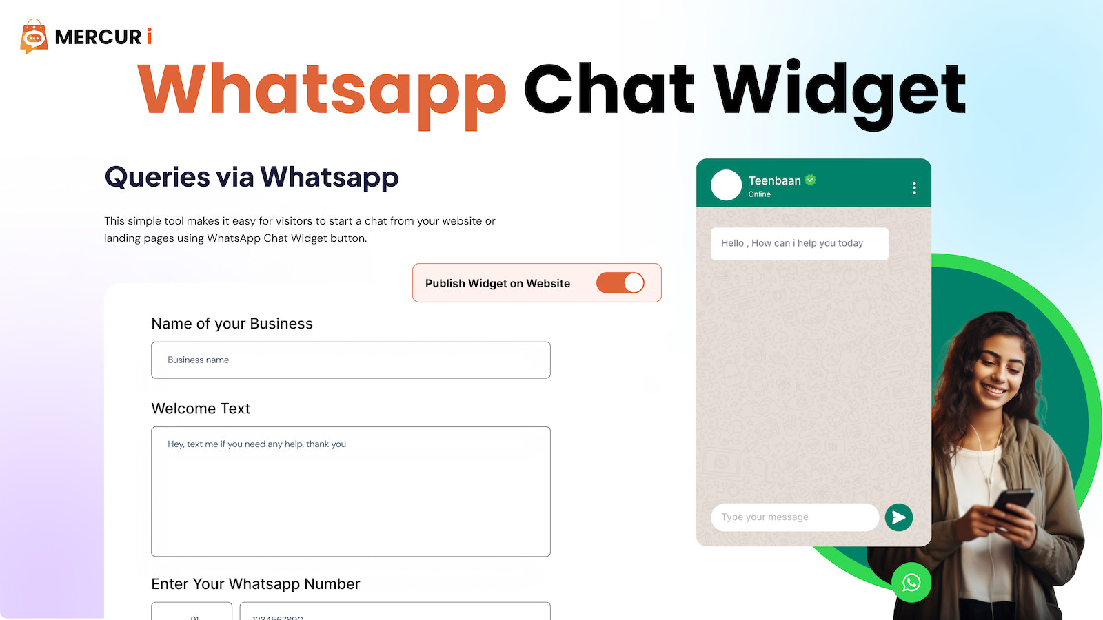 Mercuri WhatsApp Chat Widget