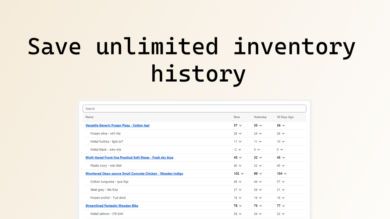 Save unlimited inventory history