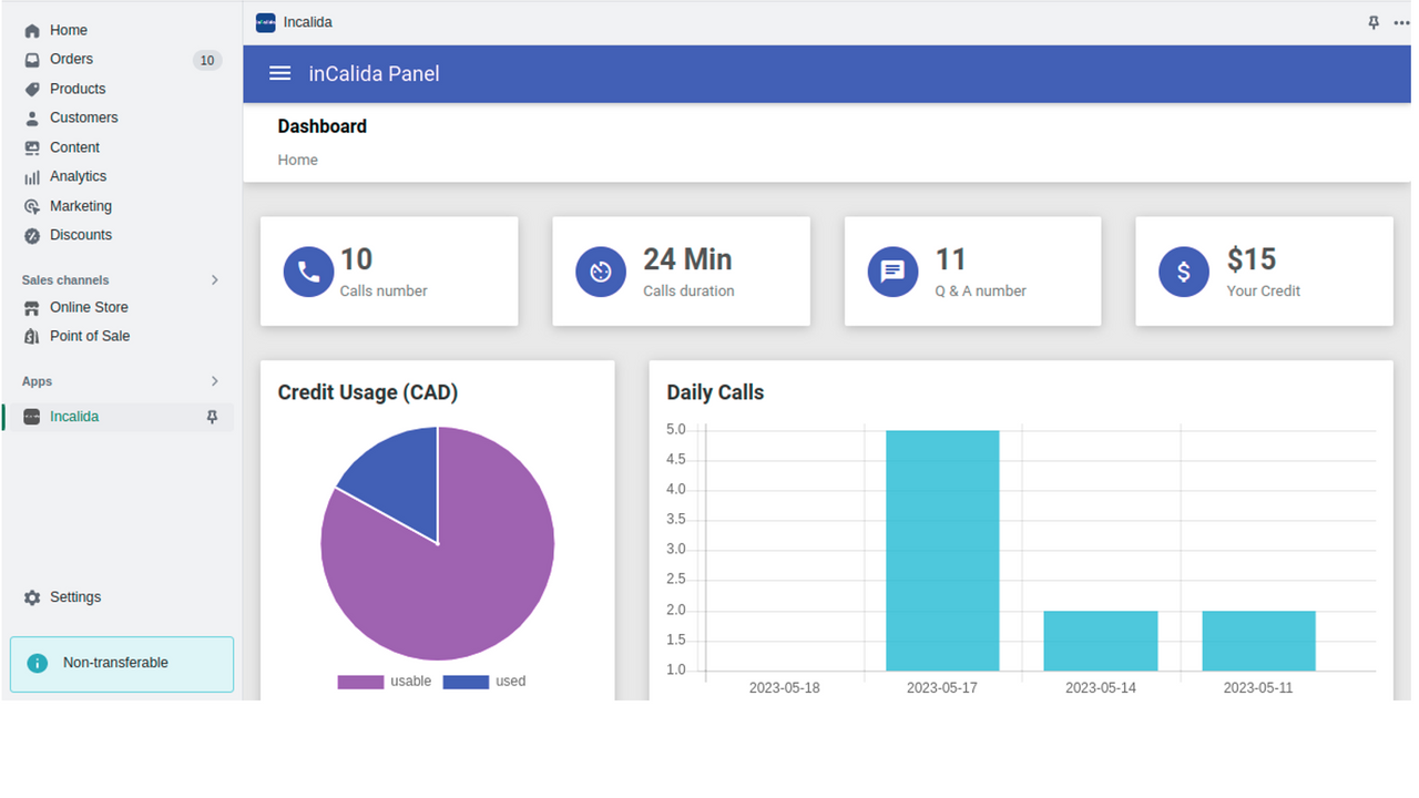 inCalida Dashboard