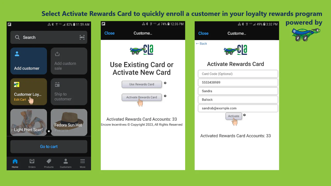 Select CLA to enroll a customer in your rewards loyalty program