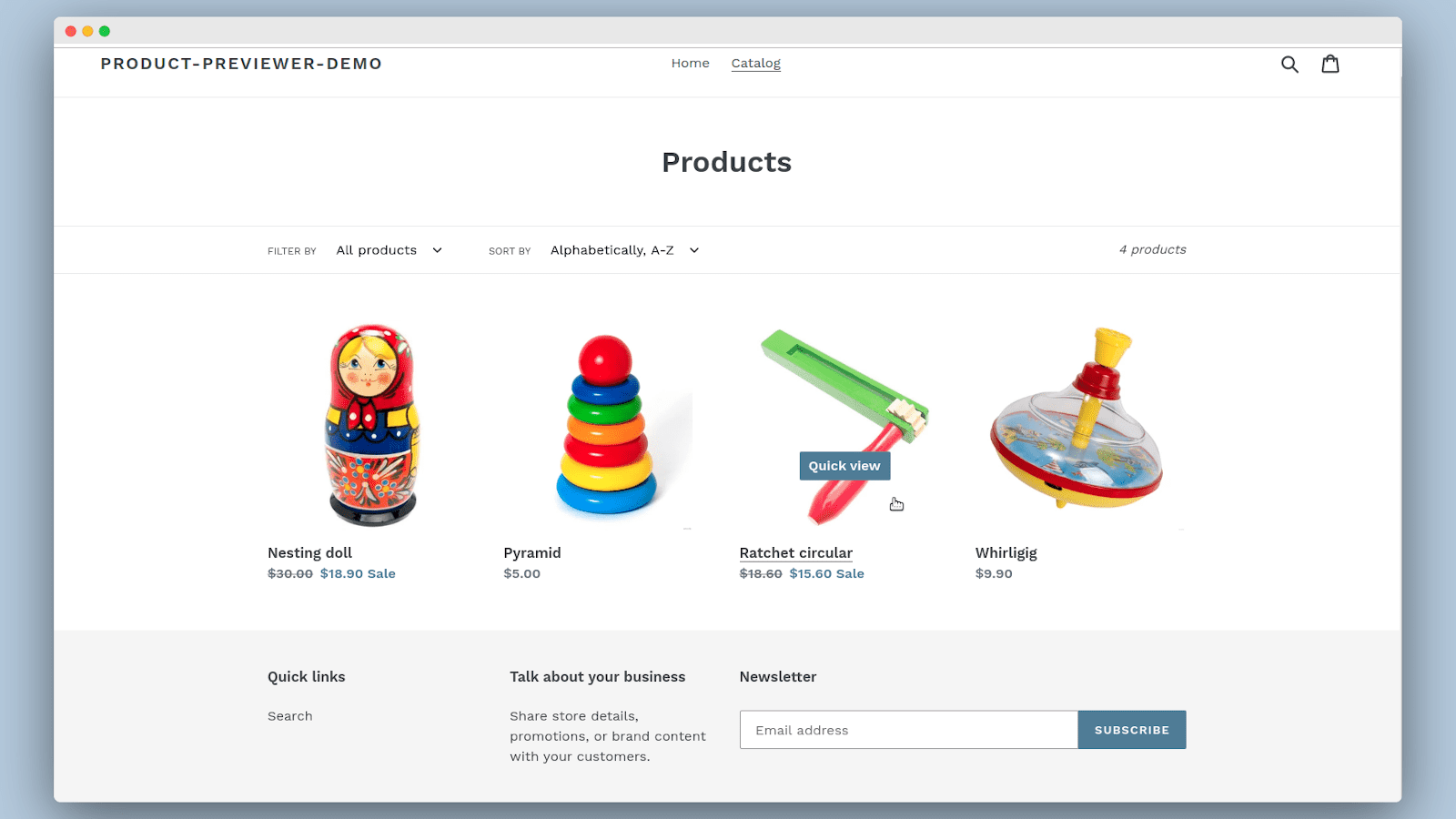 Product Previewer - Quick-view button for product details'