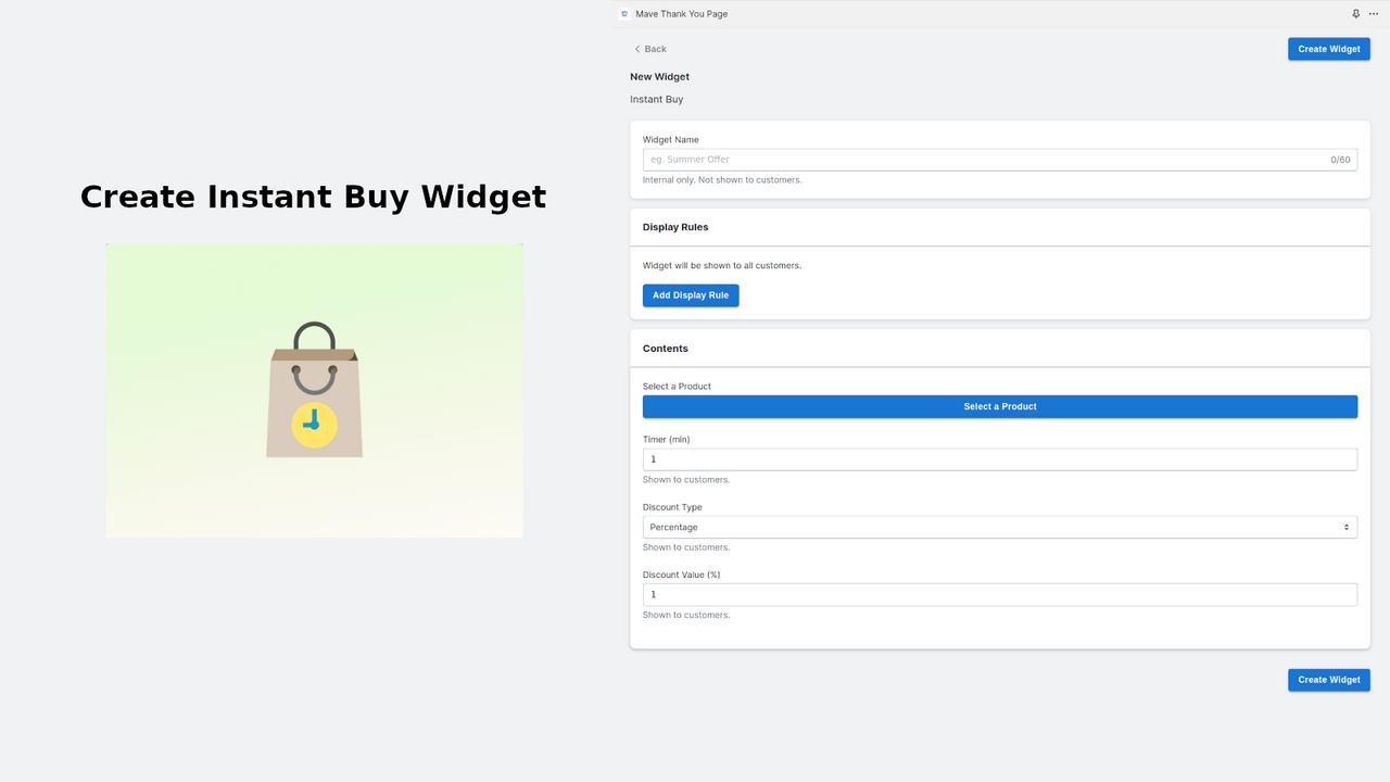 Skapa Instant Buy Widget