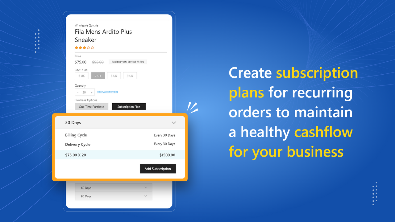 Product subscription options for recurring revenue