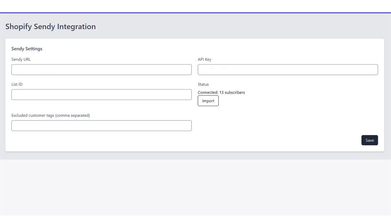 Ingresa configuraciones de Sendy