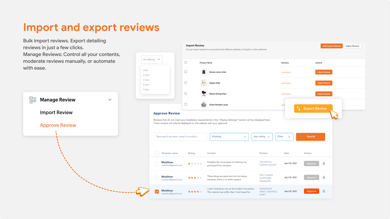 Aplicación de Reseñas de Productos para Importar Reseñas