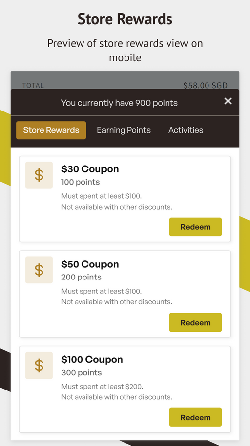 Store Rewards Mobile View