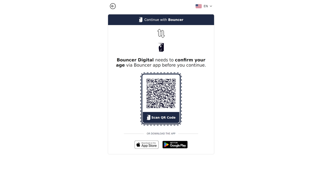The page with the QR to start the validation
