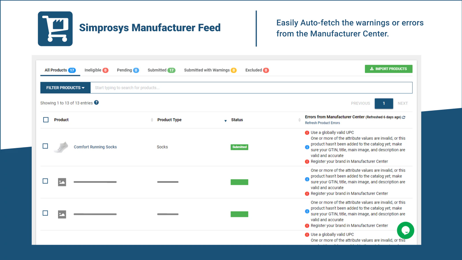 Auto-fetching the warnings / errors from the Manufacturer Center