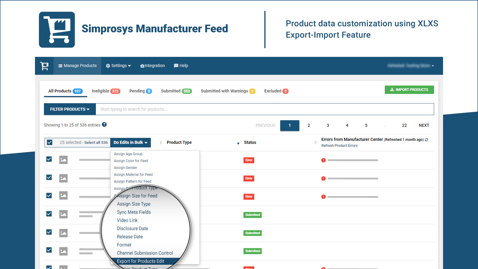 Personalización de datos de productos usando la Función de Exportación-Importación de Excel