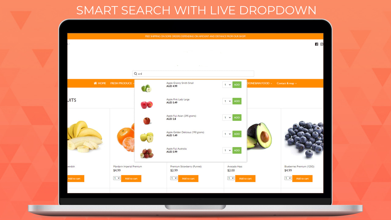 live search dropdown with add to cart feature on growersstore