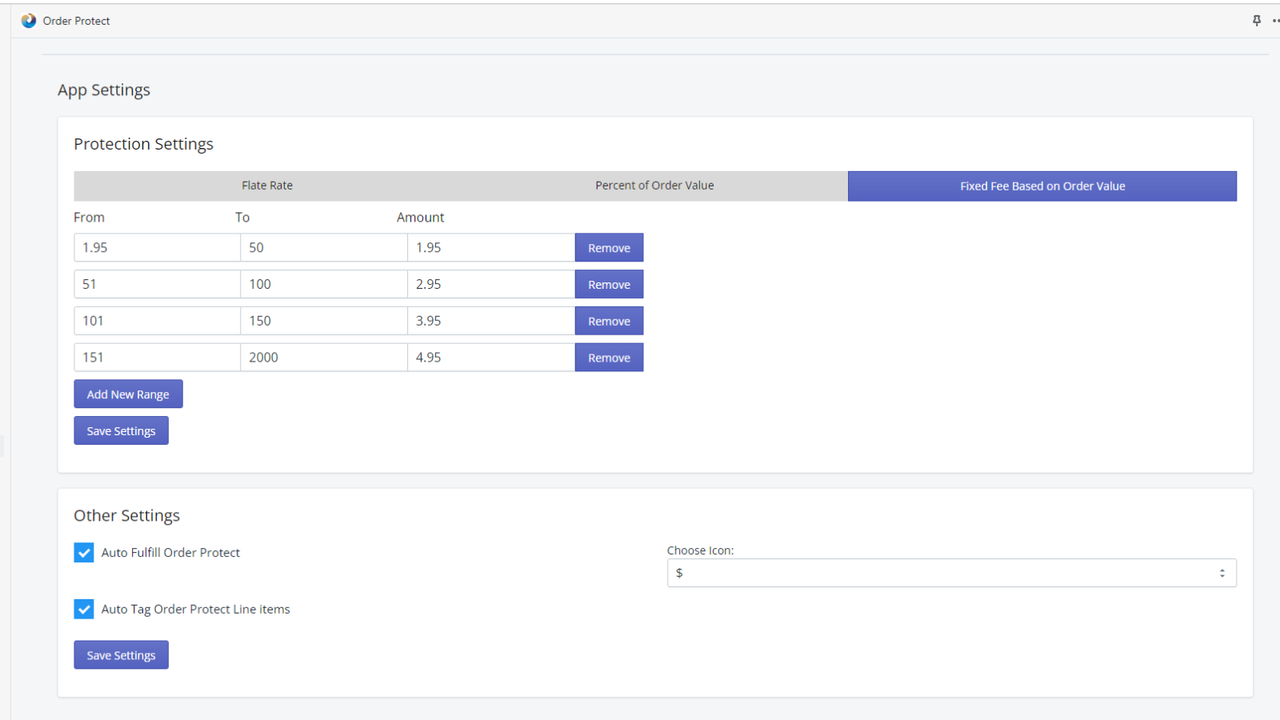 Settings Page | Order Protection Options