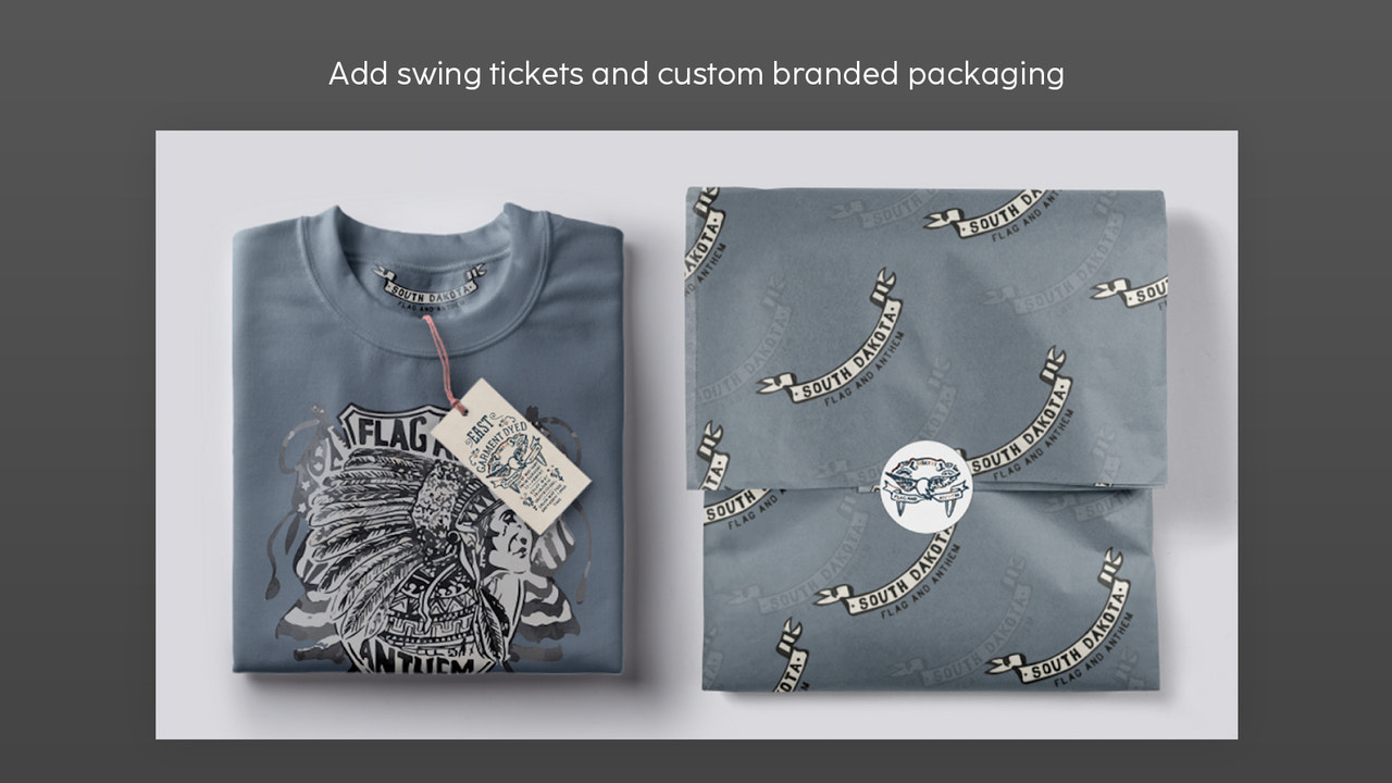 Add swing tickets and custom branded packaging